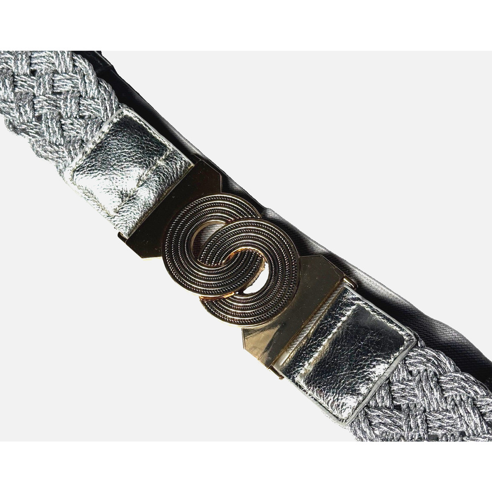 Samuel Dong Statement Belt Womens Sz 1 or S Silver & Gold Stretch Interlocking - Picture 4 of 8
